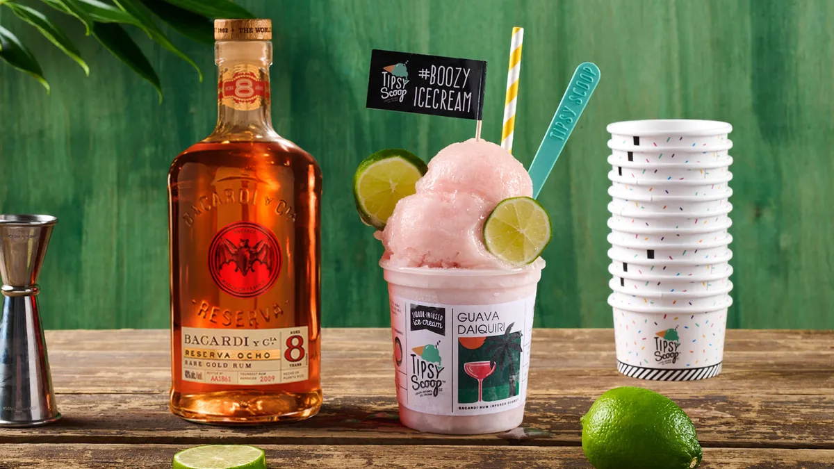 Bacardi Rum is collaborating with Tipsy Scoop on an alcohol-infused sorbet offering that is available in August.