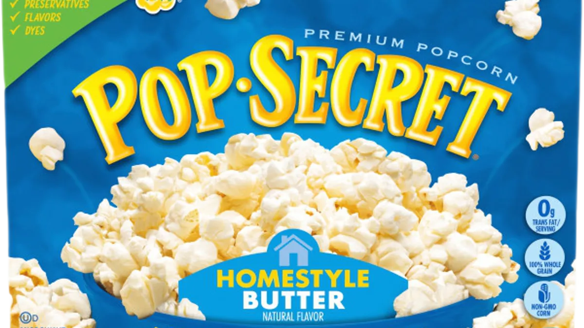 Packaging of Campbell Soup's Pop Secret Popcorn.