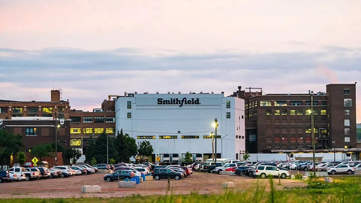 A building with the Smithfield logo is seen